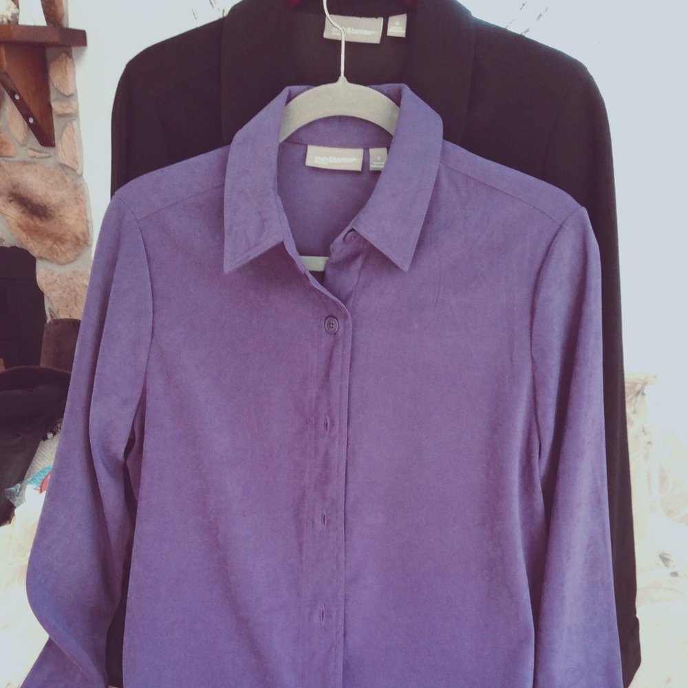 Purple & Black Relaxed Fit Blouses